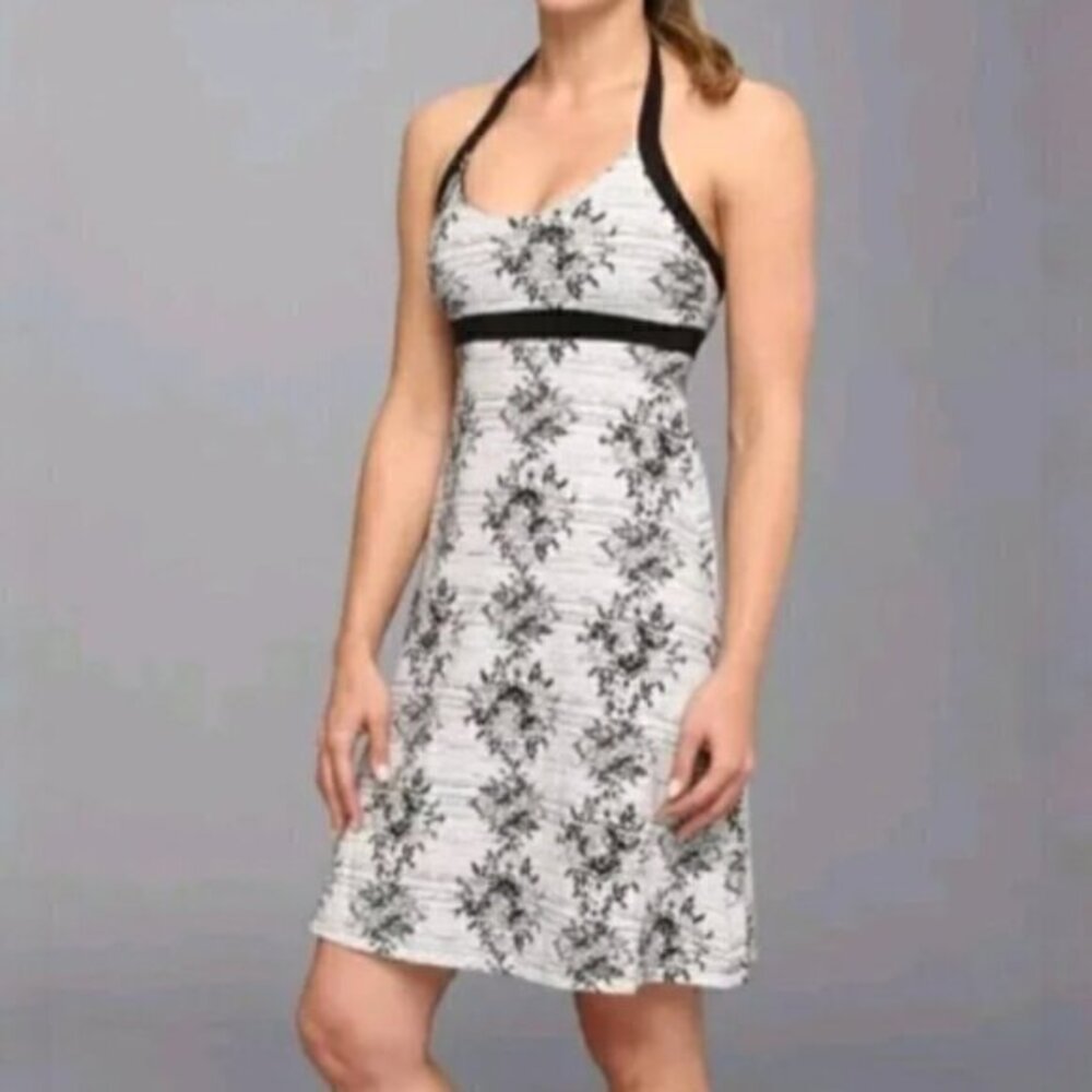 Patagonia Womens M Iliana Stretch Cotton Shelf Bra Halter Mini Dress Black White
